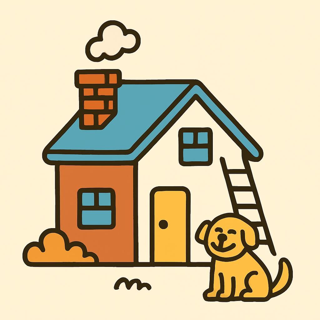 Drawing of a house with a chimney
